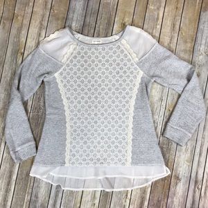 Maison Jules Lace Pullover Knit Sweater Top